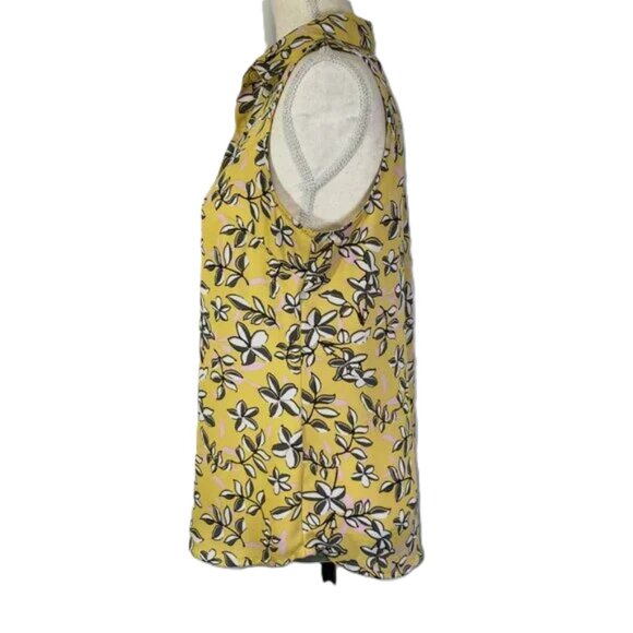 Banana Republic Yellow Floral Blouse Sleeveless Lightweight Size SP - Picture 3 of 14